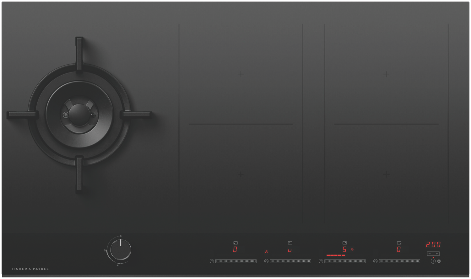50077575_811263.png Fisher & Paykel 90cm Series 9 1 Burner + 4 Zone Hybrid Cooktop, 2 SmartZones, Natural Gas - Image 1