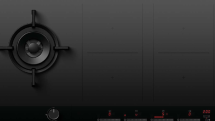 Fisher & Paykel 60cm Series 9 1 Burner + 2 Zone Hybrid Cooktop, 2 SmartZones, Natural Gas