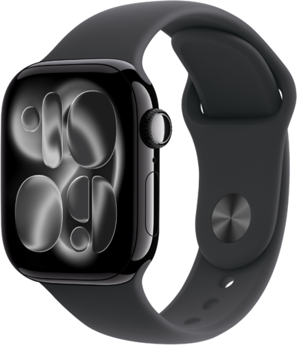 Apple Watch Series 11GPS42mmJet Black Aluminium Case - Black Sport Band S/M