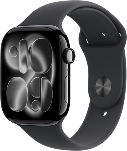 Apple Watch Series 11GPS46mmJet Black Aluminium Case - Black Sport Band M/L