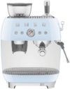 Smeg 50's Style Espresso Machine With Built In Grinder Pastel Blue