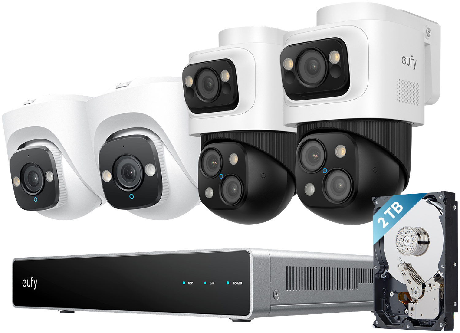 50096713_1019351.png eufy S4 NVR POE 24/7 Security System - 2 x PTZ + 2 x Turret Cameras - Image 1